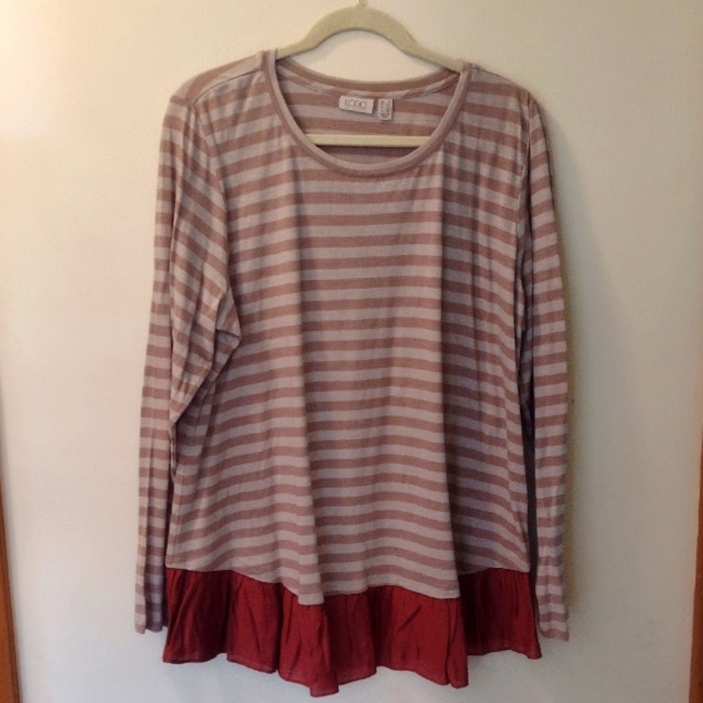 LOGO by Lori Goldstein Women's Long Sleeve Top Size 1x Ruffle Hem
